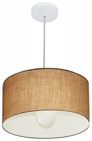 Lustre Pendente Cilíndrico Md-4146 Cúpula em Tecido 40x30cm Palha - Bivolt