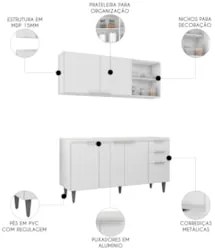 Armário de Cozinha CP01 Para Pia 150cm Pérola Z34 Branco - Mpozenato