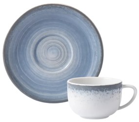 Xicara Café Com Pires 80Ml Porcelana Schmidt - Dec. Esfera Azul Celeste 2414