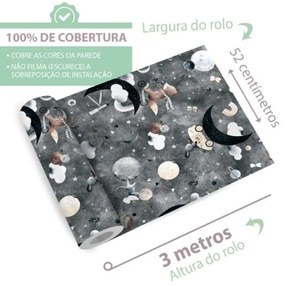 Papel De Parede Infantil Baby Raposinha Céu Estrela Lua Nuvens