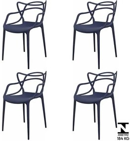 Kit 4 Cadeiras Aviv em Polipropileno Azul Marinho - 70865 Sun House