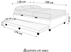 Bicama Casal Box com Baú 138x188cm Samy S05 Veludo Cinza - Mpozenato