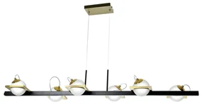 Pendente Retangular 120X32X18Cm Metal E Vidro 6 X G9 Globo Ø12Cm|Old A... (GRAFITE / COBRE BRILHO, FOSCO)