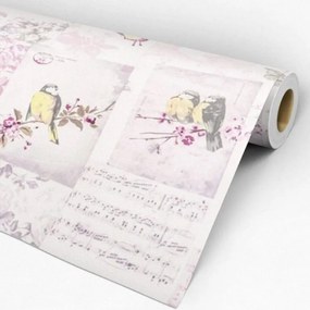 Papel de parede adesivo casual pássaros e flores