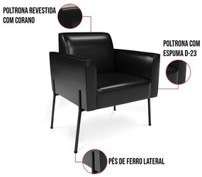 Poltrona Pé de Ferro Preto para Sala Marisa Corano D03 - D'Rossi - Preto