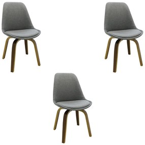 Kit 3 Cadeiras Decorativas Sala e Escritório SoftLine Linho Cinza G56 - Gran Belo