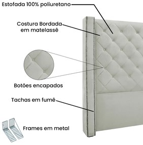 Cabeceira Cama Box Solteiro 90 cm Vicenza Veludo Prata S04 - D'Rossi