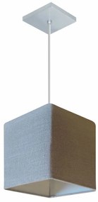 Lustre Pendente Quadrado Md-4223 Cúpula em Tecido 15/13x13cm Rustico Cinza - Bivolt