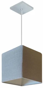 Lustre Pendente Quadrado Md-4223 Cúpula em Tecido 15/13x13cm Rustico Cinza - Bivolt