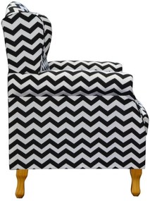 Poltrona Decorativa Para Sala de Estar Mel Zig Zag Preto - Lyam Decor