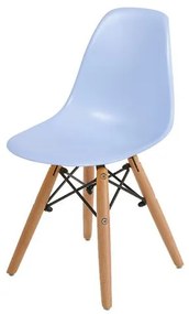 Cadeira INFANTIL Eames Polipropileno Azul com Base Madeira - 40608 Sun House
