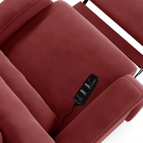 Poltrona do Papai Reclinável Napoli Power Elétrica Massagem Veludo FH1 - D'Rossi - Vermelho