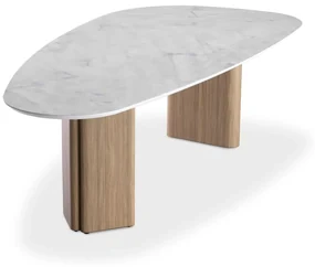 Mesa de Jantar Landa Design Orgânico Tampo com Vidro Pintado Base com Laminado Melamínico