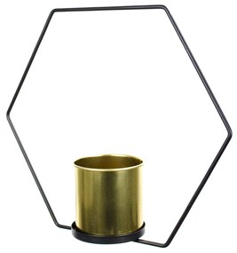 Vaso Decorativo Metal para Pendurar Dourado e Preto 29x33 cm - D'Rossi