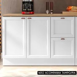 Balcão de Cozinha para Pia 120cm 2 Portas Sem Tampo Duna P09 Branco -