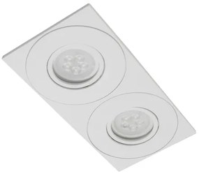 Plafon Embutir Dicroica Gu10 Face Plana Dupla 50W - BRANCO