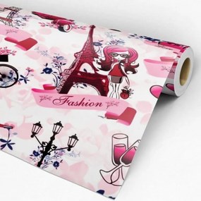 Papel de parede adesivo casual paris girl fashion