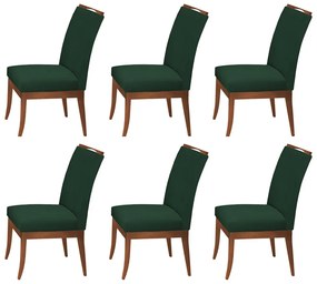 Conjunto 6 Cadeiras Sala de Jantar Lana Aveludado Verde