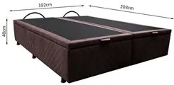 Base Box Baú para Cama Casal King 192x203cm Bipartido Liz S05 Suede Bo