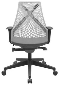 Cadeira Office Bix Tela Cinza Assento Poliéster Cinza Autocompensador Base Piramidal 95cm - 64045 Sun House