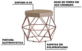 Kit 2 Puff Decorativo Base Bronze Elsa Suede Cappuccino G41 - Gran Belo