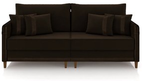 Sofá Living Montecarlo 3 Lugares Bipartido 232cm Pés em Madeira Veludo/PU Marrom G33 - Gran Belo