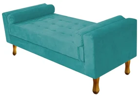 Recamier Félix Solteiro 90cm Suede Azul Turquesa - ADJ Decor