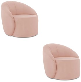 Poltrona Decorativa Orgânica Giratória Kit 2 Lua Veludo D03 - D'Rossi - Rose