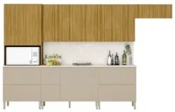 Armário de Cozinha CP04 e Tampo 120cm Minsk Z06 Vanilla/Freijó - Mpoze