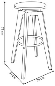 Kit 4 Banquetas Decorativas Hetfield PU Madeira c/Apoio para os Pés Base Giratória G56 - Gran Belo