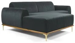 Sofá 255cm 4 Lugares com Chaise Esquerdo Pés Gold Molino C-317 Veludo