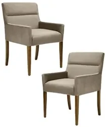 Kit 2 Poltronas Decorativas Base Madeira Angel Veludo C-68 Marrom - Do