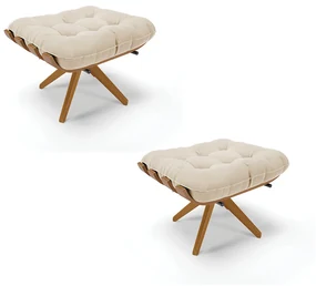 Puff Giratório Costela kit 2 Suede Base de Madeira MA30 M11 - D'Rossi - Bege