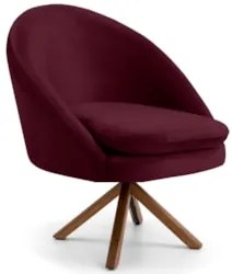 Poltrona Decorativa Base Giromad Madeira Rafa C-278 Veludo Marsala - D