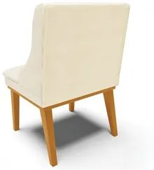 Kit 4 Cadeiras Estofadas para Sala de Jantar Base Fixa de Madeira Cast