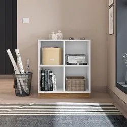 Estante Livreiro Multiuso Baixa Cubic Branco Texturizado/ Louro Freijó