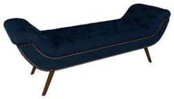 Puff Recamier Calçadeira 160cm Pés Palito Madeira Vêneto Z37 Veludo Az