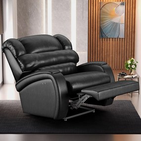 Poltrona do Papai Reclinável Napoli Power Touch Massagem PU Preto Brilho FH1 - D'Rossi