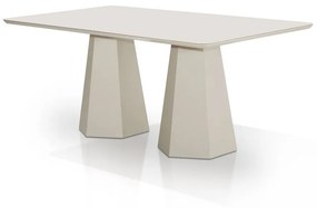 Mesa de Jantar Vernazza Retangular Tampo com Vidro Base Revestida com Acabamento Melamínico Design Moderno