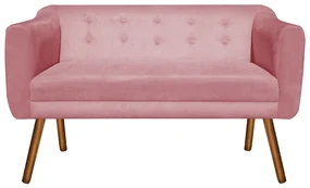 Namoradeira 02 Lugares Julia Suede Rose 140 cm Pés Palito Castanho - D'Rossi
