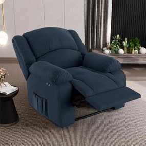 Poltrona do Papai Reclinável Sala de Cinema Madrid Power Touch Veludo Azul  G23