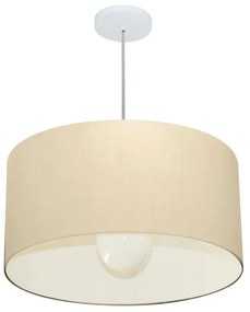 Lustre Pendente Cilíndrico Md-4207 Cúpula em Tecido 55x25cm Algodão Crú - Bivolt