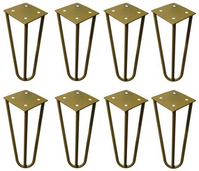 Kit 8 Pés de Metal 15 CM Hairpin Legs Mesas de Centro Puffs Dourado G41