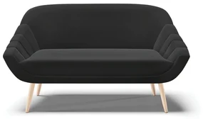 Kit 01 Namoradeira 02 Lugares e 02 Poltronas Giovana Suede Preto Pés Palito Natural - D'Rossi
