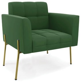 Poltrona Pé de Ferro Dourado para Sala Elisa Suede D03 - D'Rossi - Verde