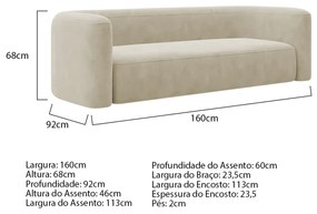 Kit Sofá 2 Lugares 160cm e Poltrona Orgânica Luxo Recepção Melina Bouclé - ADJ Decor