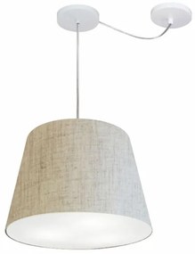 Lustre Pendente Cone Com Desvio de Centro Vivare Md-4276 Cúpula em Tecido 30x40cm - Bivolt