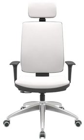 Cadeira Office Brizza Soft Vinil Branco RelaxPlax Com Encosto Cabeca Base Aluminio 126cm - 63512 Sun House