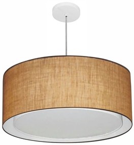 Lustre Pendente Cilíndrico Duplo Md-4298 Cúpula em Tecido 60x30cm Palha - Bivolt