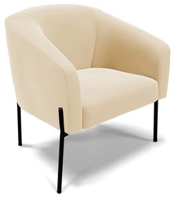 Poltrona Decorativa Pé de Ferro Preto Stella Suede Bege D03 - D'Rossi